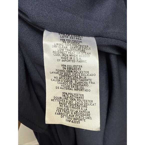 BETSY & ADAM Elle Long Sleeve Side Ruffled Split Gown Size 8 Navy Evening Formal - Picture 8 of 10